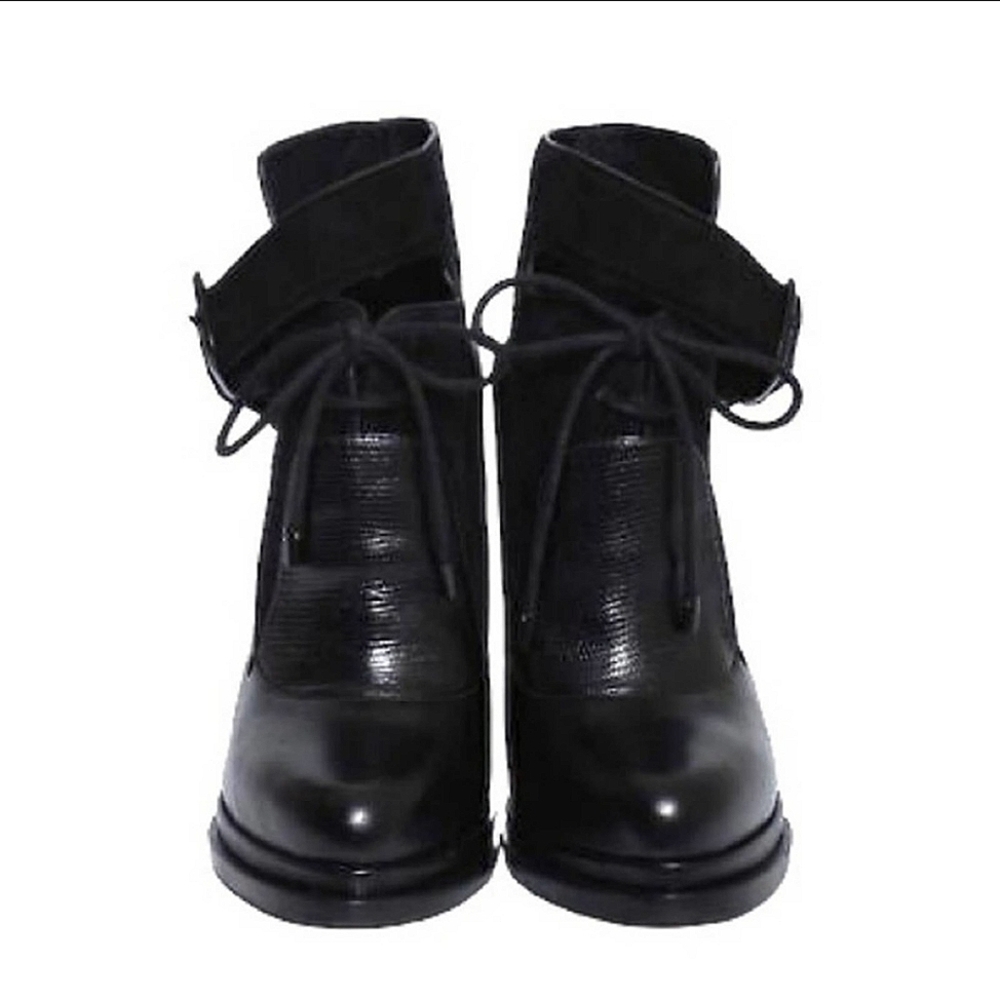 Alexander Wang Black Leather Monique Platform Booties Size 37.5 (7.5) - Picture 4 of 9
